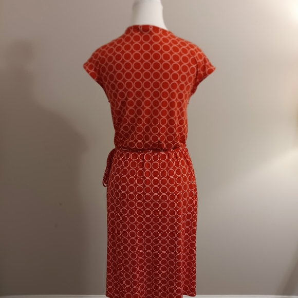 Banana Republic Women Orange Small Wrap Dress Geometric Print Knee Length - Picture 2 of 9